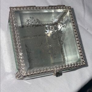 Elegant Silver Glass Jewelry Box